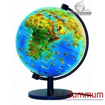 Globe dinoz 28 cm monde animal - livret Cartothèque EGG -SLJE28ANIM