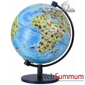 Globe lumineux 28 cm monde enfant illustre - livret Cartothèque EGG -SL28ENFANT