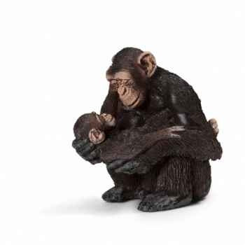 Chimpanzé femelle avec bébé chimpanzé schleich -14679