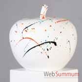 polystone sculpture apple blanc et colore casablanca design 32937