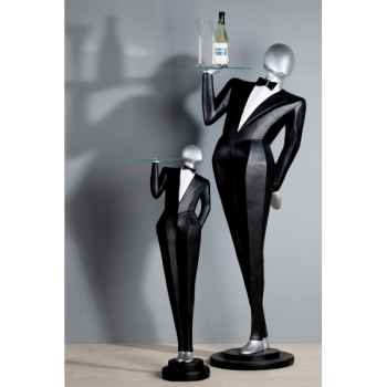 Poly figurine \"waiter\" noir argent 117 cm Casablanca Design -59563
