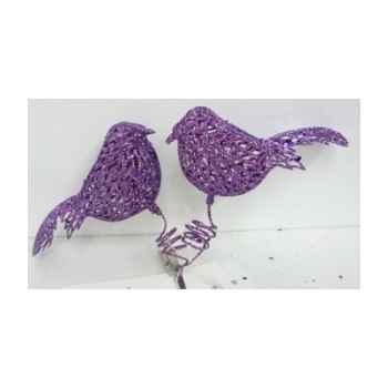 Oiseau sur clip violet clair 2ass Peha -TR-36755