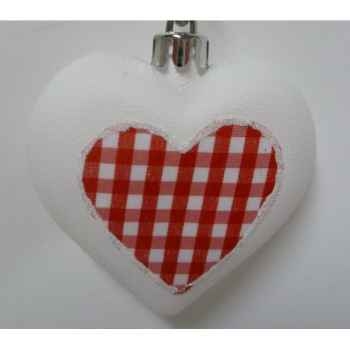 Fig coeur à susp 8cm blanc/rouge lot/4 Peha -TR-34250