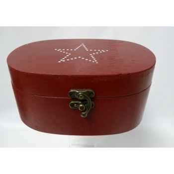 Boite en bois motif étoile 19cm rouge Peha -TR-34335