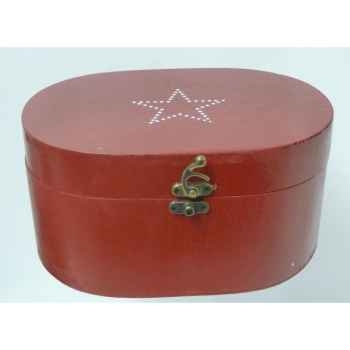 Boite en bois motif étoile 19cm rouge Peha -TR-34340