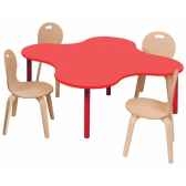 petite table trefle avec pieds droits rouge novum 4416514