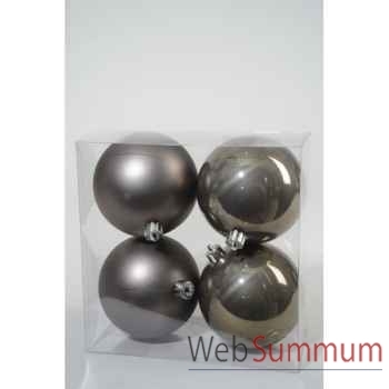 Boules plastique uni brill-mat 100 mm gris argile Kaemingk -22210