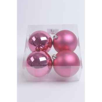 Boules plastique uni brill-mat 100 mm rose Kaemingk -22217