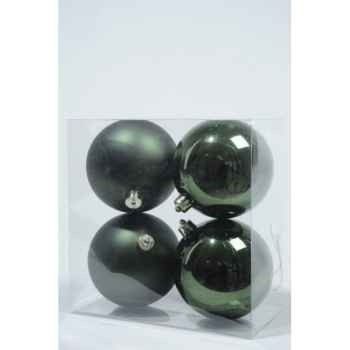 Boules plastique uni brill-mat 100 mm vert classique Kaemingk -22221