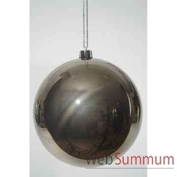 Boule plastique uni brillant gris argile 140 mm Kaemingk -22314