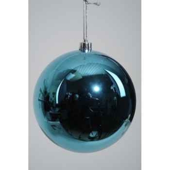 Boule plastique uni brillant 200 mm bleu topaze Kaemingk -22461