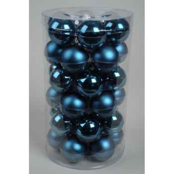 Mini-boules en verre brill-mat 40 mm bleu topaze Kaemingk -10456
