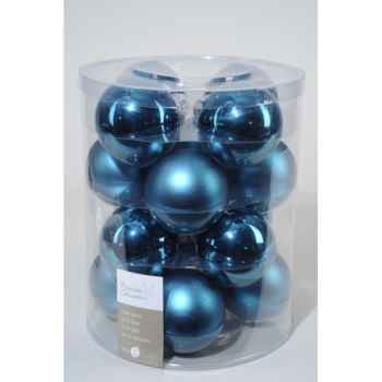 Boules machine uni brill-mat 80mm bleu topaze Kaemingk -140749