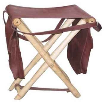 Tabouret de chasse pliant en cuir SolxLuna avec vide-poches -PN9161