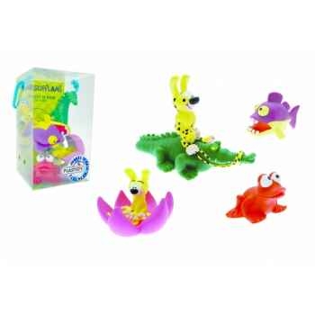 Jouets de bain marsupilami 4 pcs marsu croco,bébé nénuphar,grenouille, piranha violet Figurine Plastoy 80540