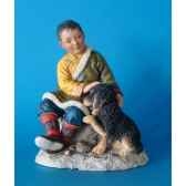 figurine tibet jampo boy w dog colour tib009