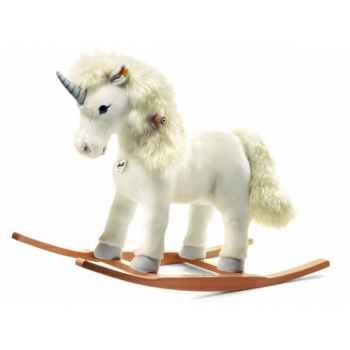 Peluche steiff licorne à bascule starly, blanche -048913