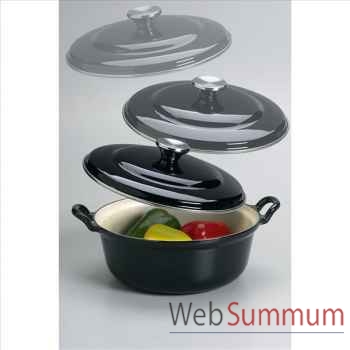 Le creuset cocotte en fonte ronde plume 28 cm - coloris noir ebène -310488