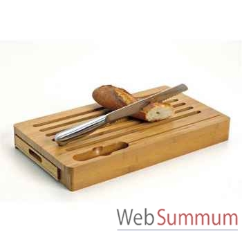 Jour de marche planche à pain bambou + couteau 41x23 cm -004150