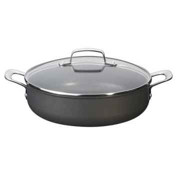 Tefal sauteuse 30 cm 2 anses shallow couvercle verre noir - jamie oliver anodisé -006423