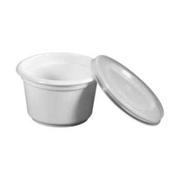 Petit pots en p.s. avec couvercles en p.e. rond 28 ml Ø 4,5 cm 2,8 cm blanc-tran papstar -12026