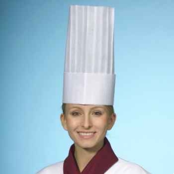 Toques de chef de cuisine en vallón de p.p. 30 cm blanc "toscana" ajustable, lis papstar -12251