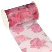 banderole pour decoration de table 5 m x 11 cm rose roses papstar 80426