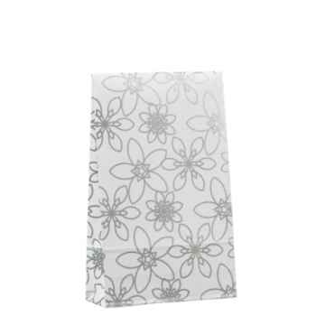 Sacs pour cadeaux 23 cm x 14 cm x 5,5 cm "silver flower" moyen papstar -81493