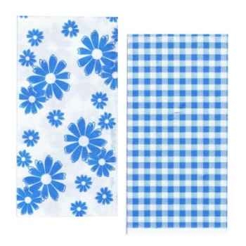 Serviettes, 2 plis pliage 1/8 33 cm x 33 cm bleu "vichy & flowers" papstar -10281
