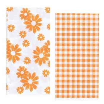 Serviettes, 2 plis pliage 1/8 33 cm x 33 cm orange "vichy & flowers" papstar -10280