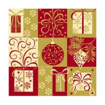 Serviettes, 3 plis pliage 1/4 25 cm x 25 cm "christmas symbols" papstar -81804