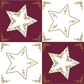 Serviettes, 3 plis pliage 1/4 33 cm x 33 cm bordeaux "four stars" papstar -81092