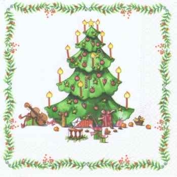 Serviettes, 3 plis pliage 1/4 33 cm x 33 cm "christmas tree" papstar -81021