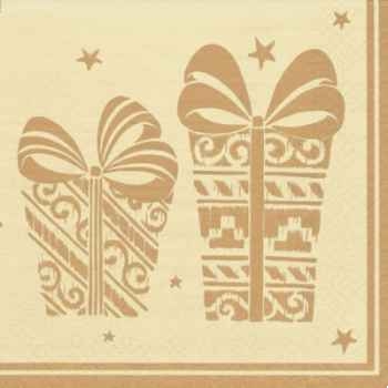 Serviettes, 3 plis pliage 1/4 33 cm x 33 cm crème "golden gifts" papstar -81781