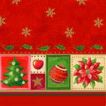 Serviettes, 3 plis pliage 1/4 33 cm x 33 cm rouge \"christmas accents\" papstar -17002