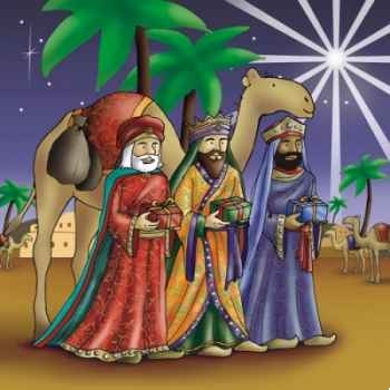 Serviettes, 3 plis pliage 1/4 33 cm x 33 cm "three holy kings" papstar -11274