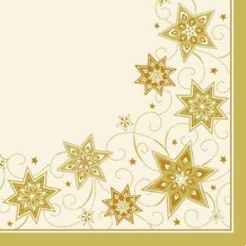 Serviettes, 3 plis pliage 1/4 40 cm x 40 cm crème "just stars" papstar -81335