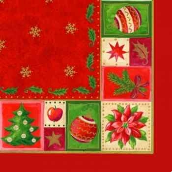 Serviettes, 3 plis pliage 1/4 40 cm x 40 cm rouge "christmas accents" papstar -16344