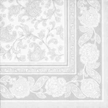 Serviettes "royal collection" pliage 1/4 40 cm x 40 cm blanc "ornaments" papstar -19947