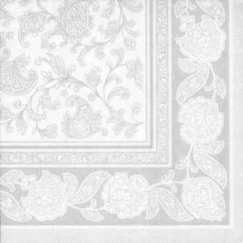 Serviettes "royal collection" pliage 1/4 40 cm x 40 cm blanc "ornaments" papstar -11682