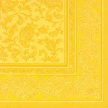 Serviettes "royal collection" pliage 1/4 40 cm x 40 cm jaune "ornaments" papstar -11669