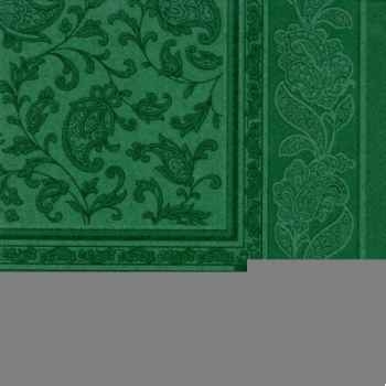 Serviettes "royal collection" pliage 1/4 40 cm x 40 cm vert foncé "ornaments" papstar -11666