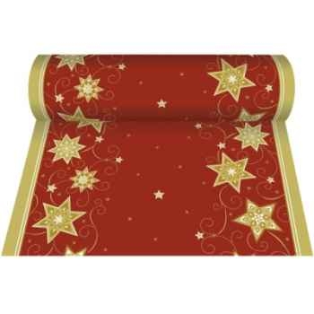 Chemin de table, aspect textile, airlaid 24 m x 40 cm rouge "just stars" en roul papstar -81338