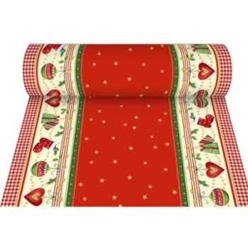 Chemin de table, aspect textile, airlaid 24 m x 40 cm "traditional christmas" en papstar -81870
