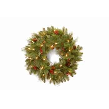 Couronne decorative noel mix pine wreath 30 sw led d61cm Van der Gucht -31NOEL24WB