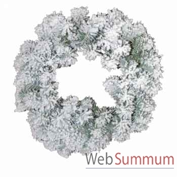 Couronne narvik wreath green flocked white d45cm Van der Gucht -31NAW45