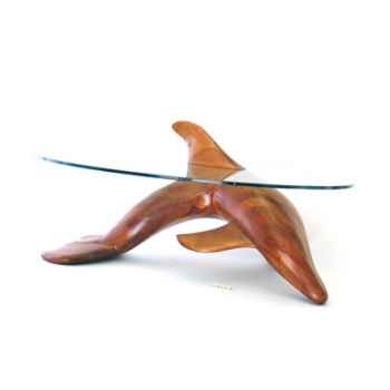 Table basse le dauphin 125 cm en feuillus verre trempé, bord poli Lasterne -MDA125-F