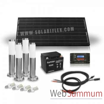 Kit solaire 100w + 4 bornes et 4 ampoules 4w Solariflex -WUN-0016