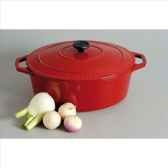 chasseur cocotte en fonte ovale 25 cm rouge cuisine 317612