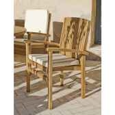 fauteuiamberes teck coussins rayes marron lot de 4 exklusive hevea 10085 8430501